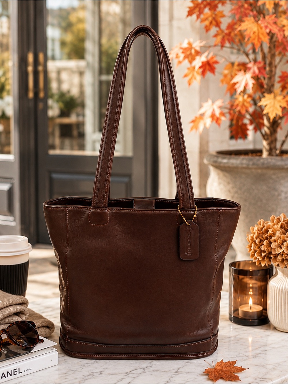 Coach Vintage Bleeker Bucket Tote 9305 Mahogany Glove Tanned Leather Costa Ric